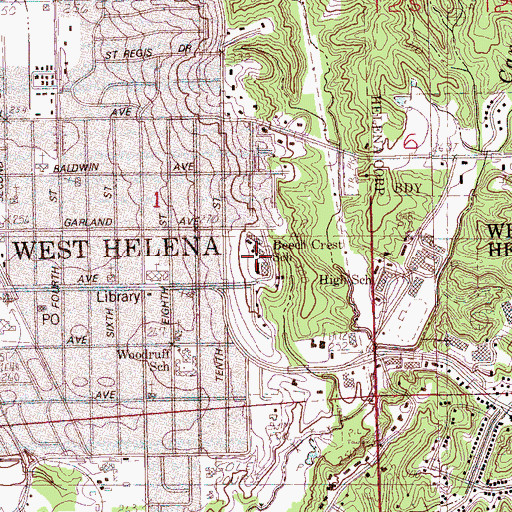 Topographic Map of Beech Crest Elementary School, AR