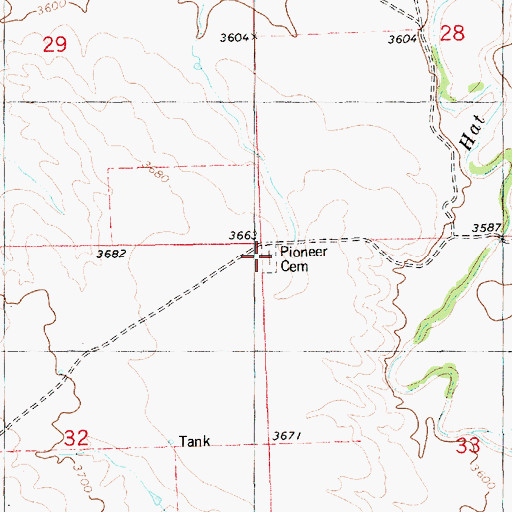 Topographic Map of Pioneer Cemetery, NE