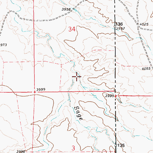 Topographic Map of Sage Creek, WY