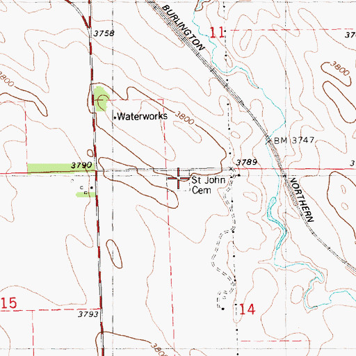 Topographic Map of Saint John Cemetery, NE