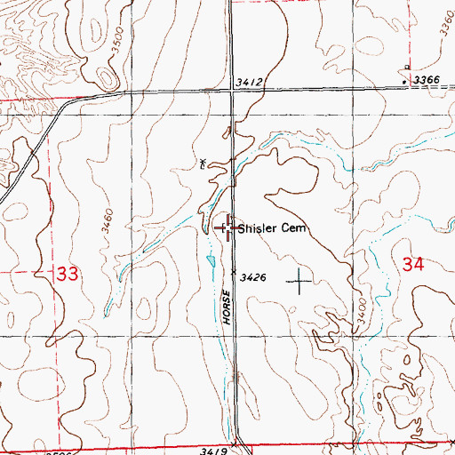 Topographic Map of Shisler Cemetery, NE