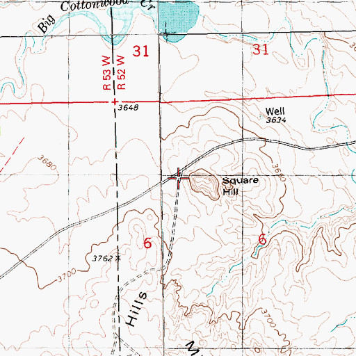 Topographic Map of Square Hill, NE