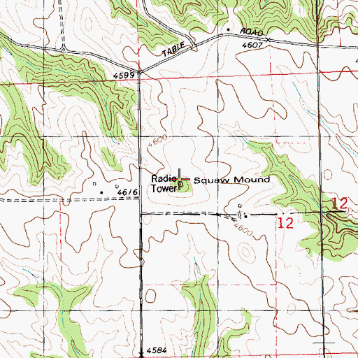 Topographic Map of Squaw Mound, NE