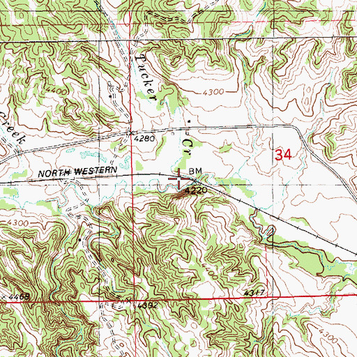 Topographic Map of Tucker Creek, NE