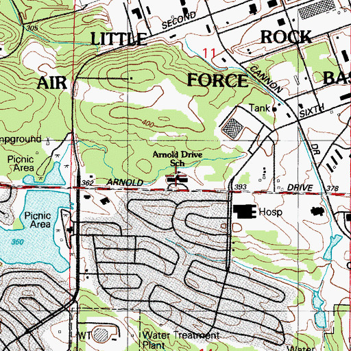 Topographic Map of Arnold Drive Elementary School, AR