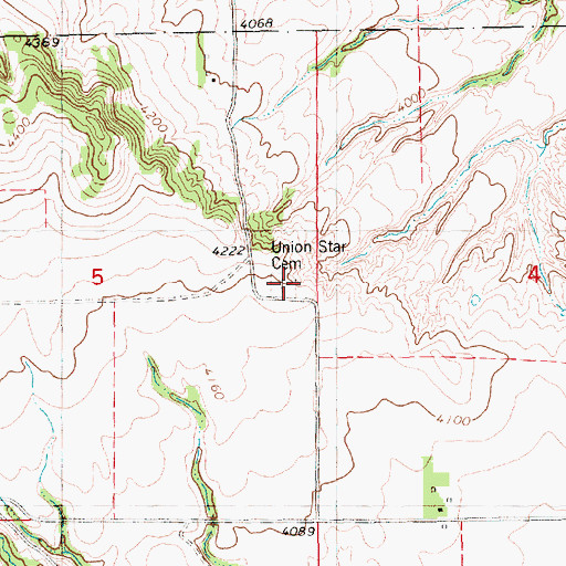 Topographic Map of Union Star Cemetery, NE
