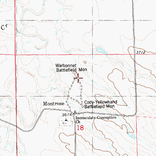 Topographic Map of Warbonnet Battlefield, NE