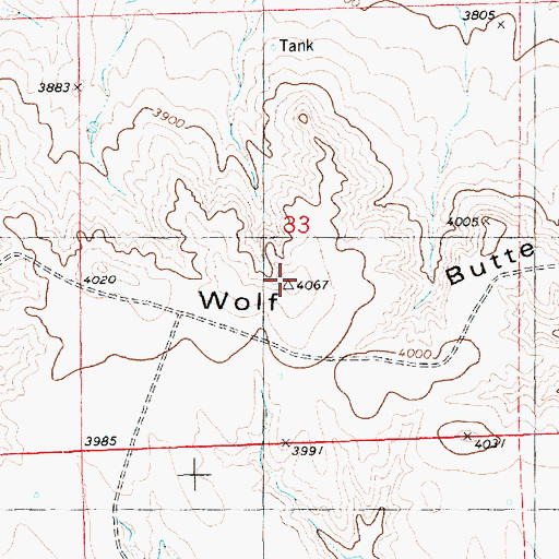 Topographic Map of Wolf Butte, NE