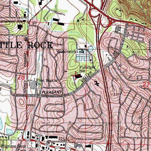 Topographic Map of Fulbright Elementary School, AR