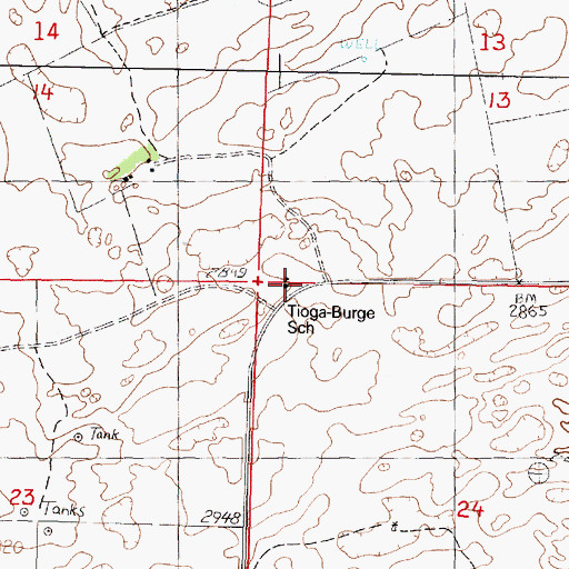 Topographic Map of Tioga-Burge School, NE