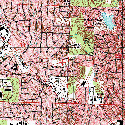 Topographic Map of McDermott Elementary School, AR