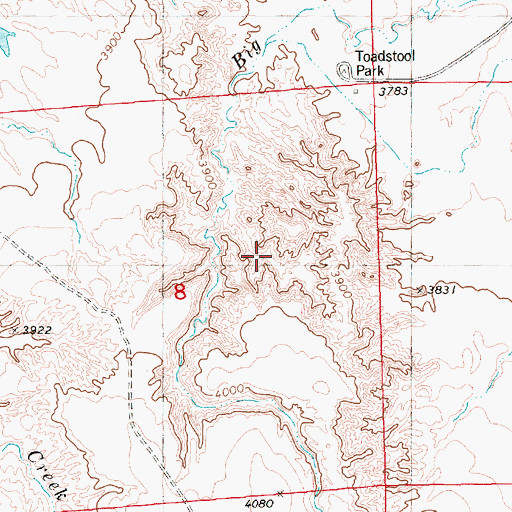 Topographic Map of Toadstool Park, NE