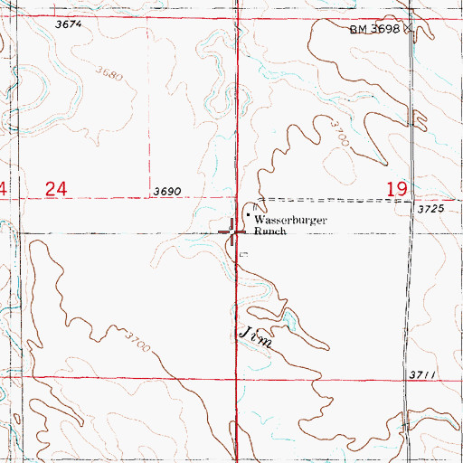 Topographic Map of Wasserburger Ranch, NE