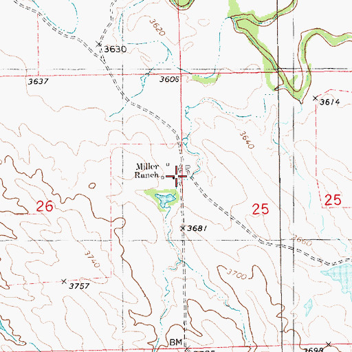 Topographic Map of Miller Ranch, NE