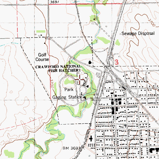 Topographic Map of Crawford National Fish Hatchery, NE