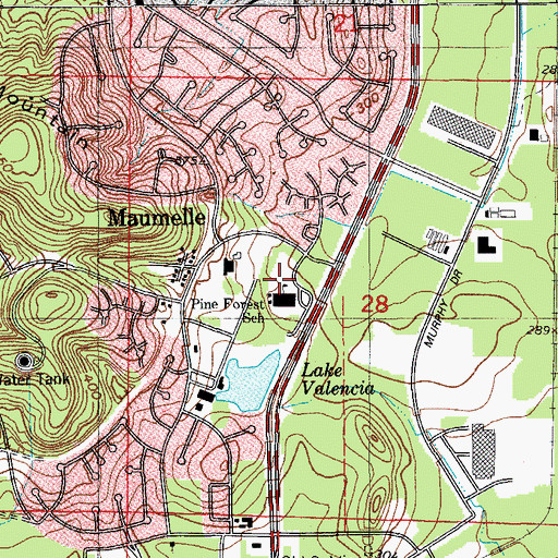 Topographic Map of Pine Forest Elementary School, AR
