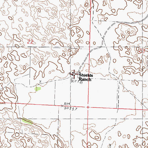 Topographic Map of Shields Ranch, NE