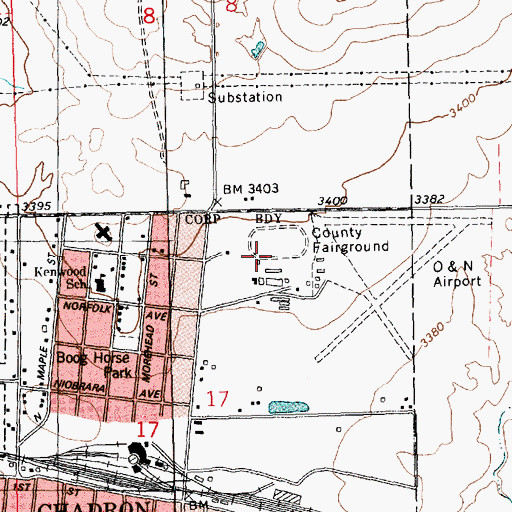 Topographic Map of Dawes County Fairground, NE
