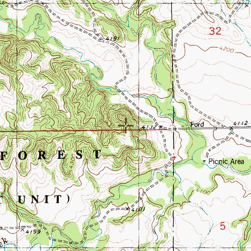 Topographic Map of Soldier Creek Trailhead, NE