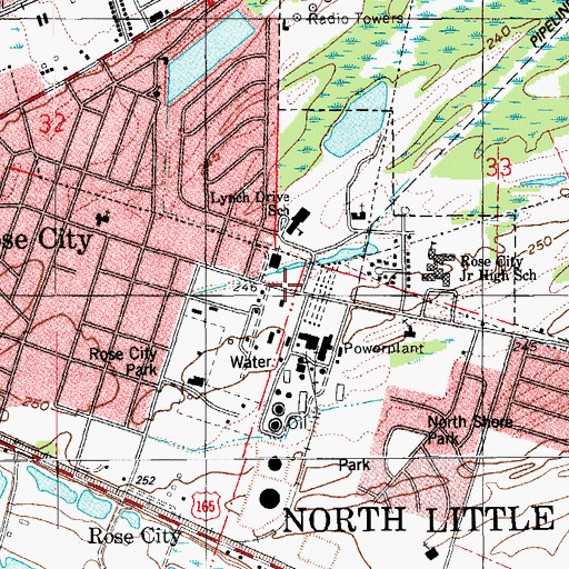 Topographic Map of Rose City Elementary School, AR