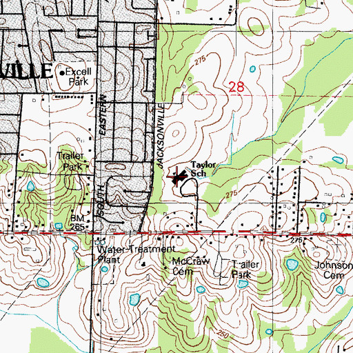 Topographic Map of Taylor Elementary School, AR