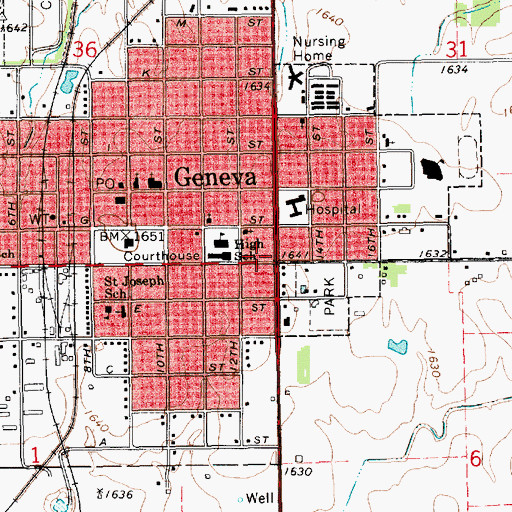 Topographic Map of Fillmore County, NE