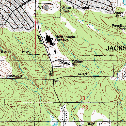 Topographic Map of Tolleson Elementary School, AR