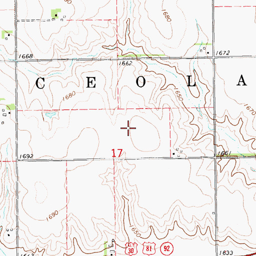 Topographic Map of Polk County, NE