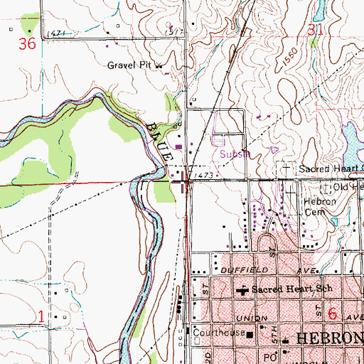 Topographic Map of Thayer County, NE