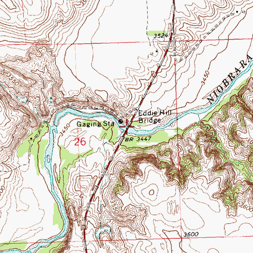 Topographic Map of Eddie Hill Bridge, NE