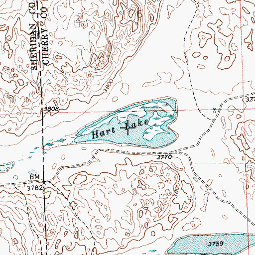 Topographic Map of Hart Lake, NE