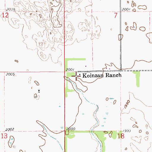 Topographic Map of Koinzan Ranch, NE