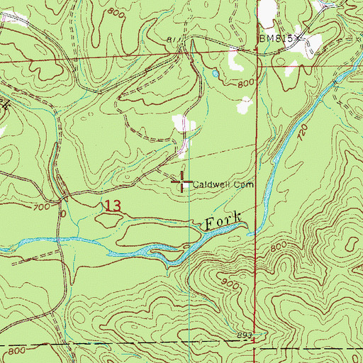 Topographic Map of Caldwell Cemetery, AR