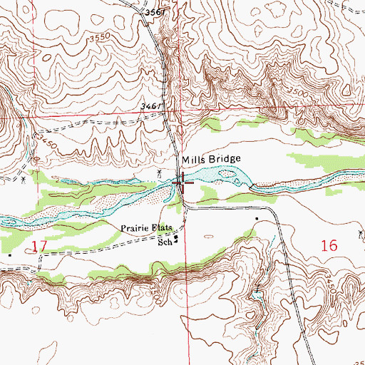 Topographic Map of Mills Bridge, NE