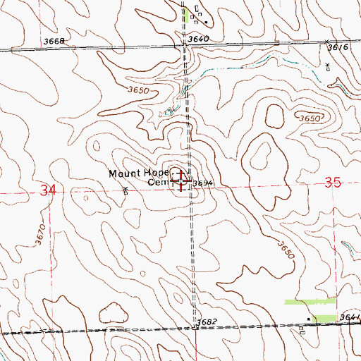 Topographic Map of Mount Hope Cemetery, NE