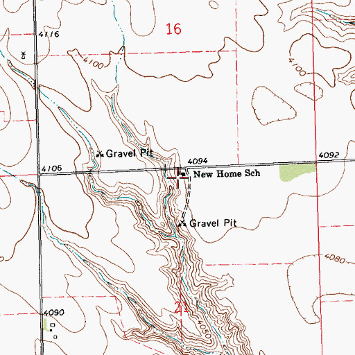 Topographic Map of New Home School, NE