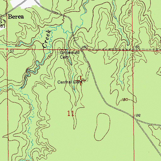 Topographic Map of Central Cemetery, AR