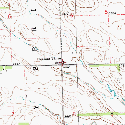 Topographic Map of Pleasant Valley School, NE
