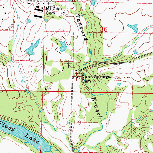 Topographic Map of Dunn Springs Cemetery, AR