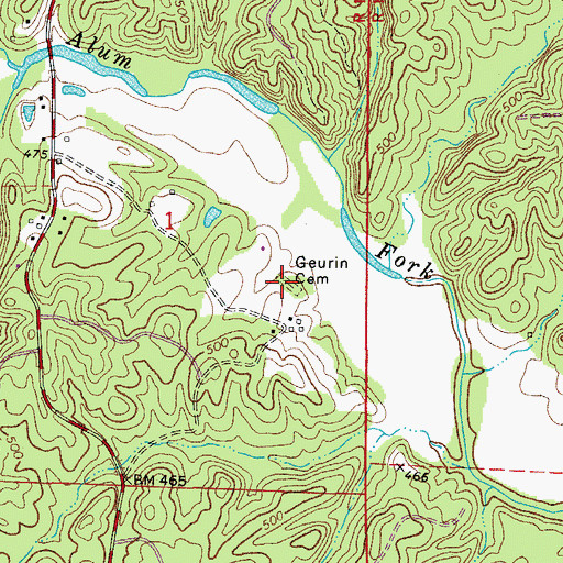 Topographic Map of Geurin Cemetery, AR