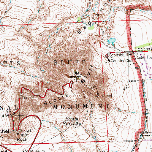 Topographic Map of Scotts Bluff, NE