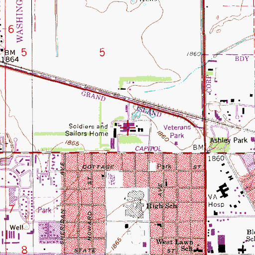 Topographic Map of Nebraska Veterans Home, NE