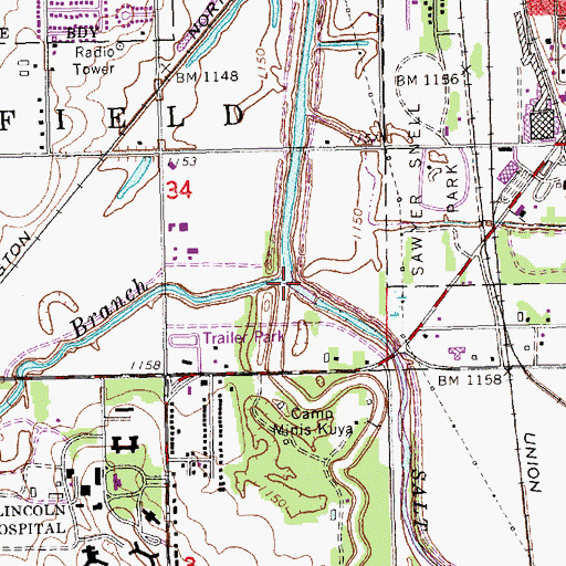 Topographic Map of Haines Branch, NE