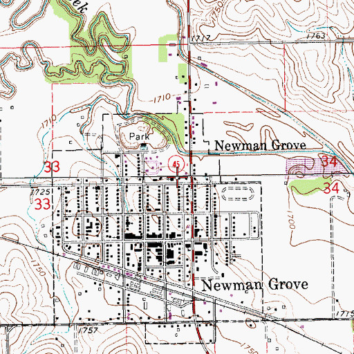 Topographic Map of Newman Grove, NE