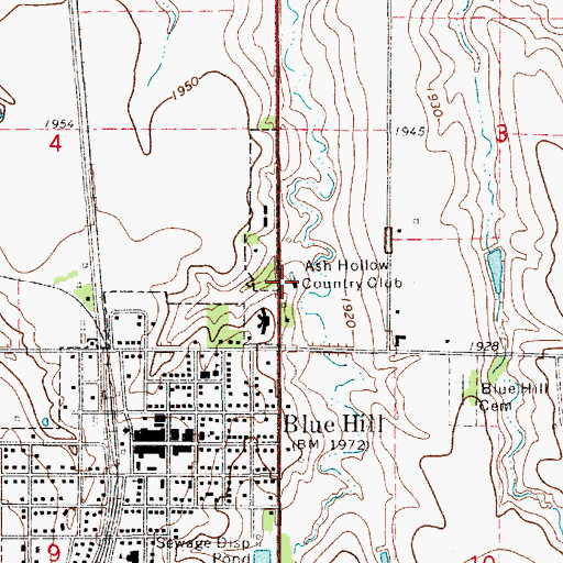 Topographic Map of Ash Hollow Country Club, NE