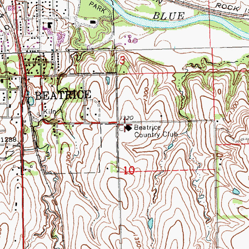Topographic Map of Beatrice Country Club, NE