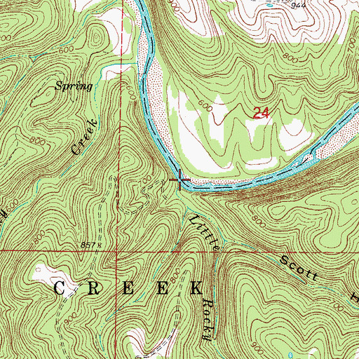 Topographic Map of Little Rocky Creek, AR