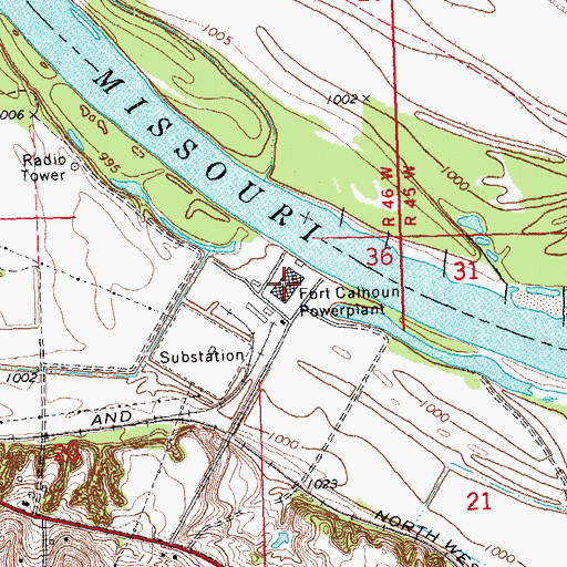 Topographic Map of Fort Calhoun Powerplant, NE