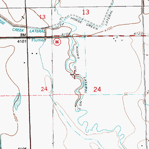 Topographic Map of Kiowa Diversion Lateral Number 2, NE