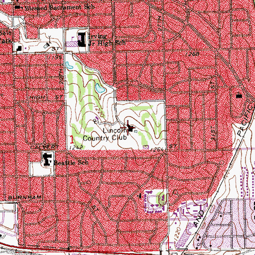 Topographic Map of Lincoln Country Club, NE